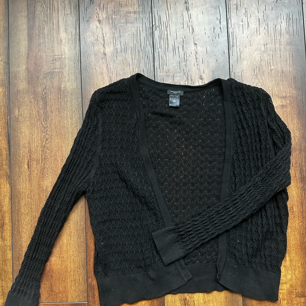 Ann Taylor Black Textured Cardigan